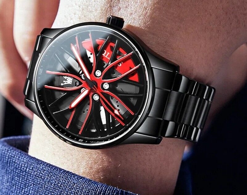 Mens Luxury Watch Waterproof Luminous Fashion Wristwatch Car Wheel Hub Design