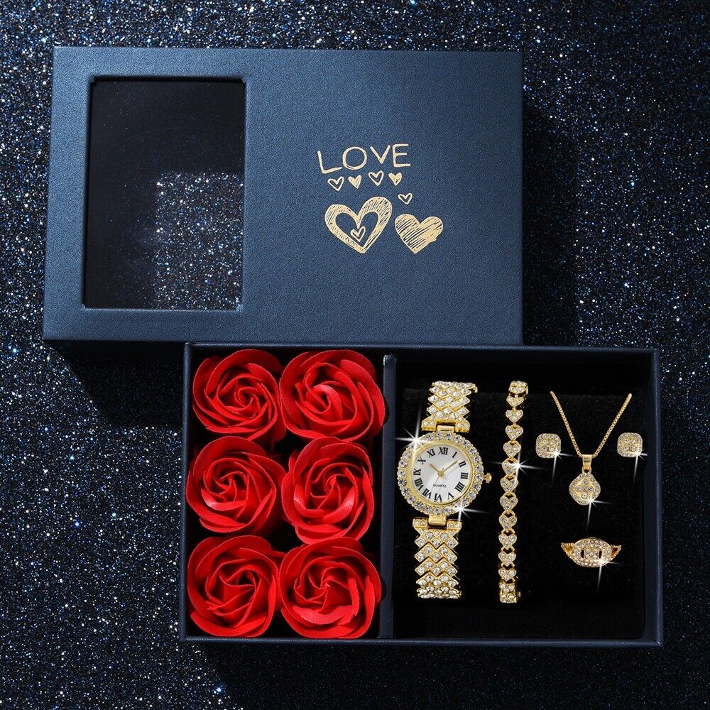 Watch Plus 5-Piece Diamond Jewellery Set Ladies Women Girls Fashion Gift Boxed