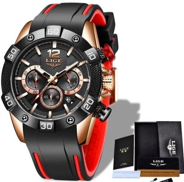 Mens Luxury Wrist Watch Soft Silicone Stop Watch Luminous Date Waterproof