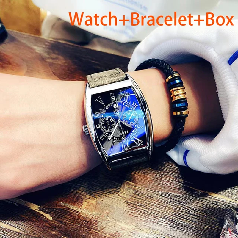 Mens Automatic Watch Mechanical Leather Band Date Sports Self-winding Wristwatch