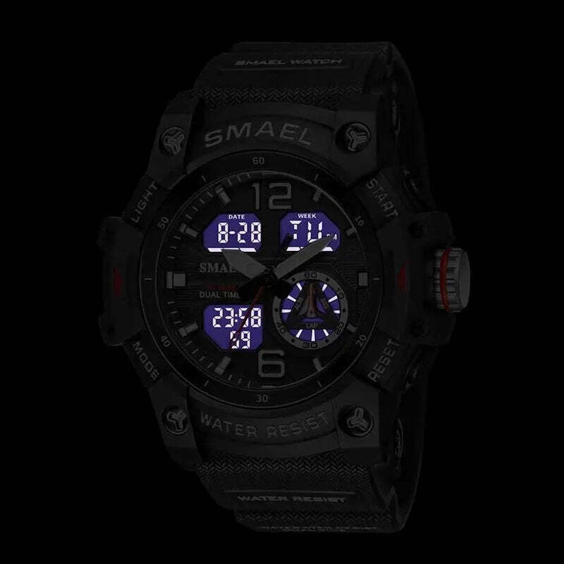 Mens Digital Sports Watch Waterproof Quartz Analog Military Wrist Watches SMAEL