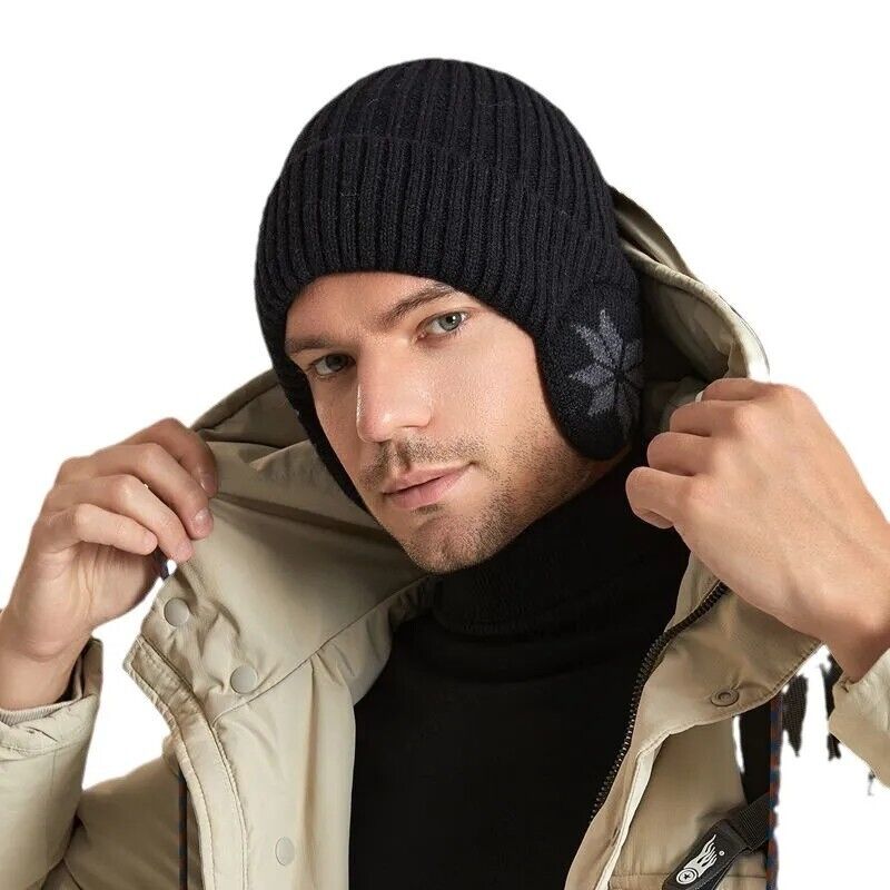 2 Pcs Beanie Hat Men Women Winter Hats Warm Knitted Soft Ear Muffs One Size (x2)