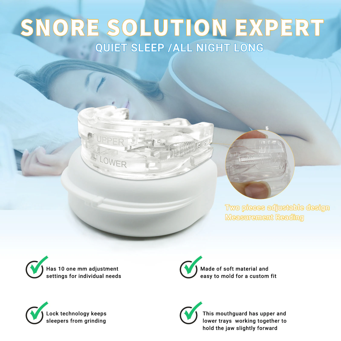 Anti-Snoring and Bruxism Mouth Guard for Improved Sleep and Snoring Relief