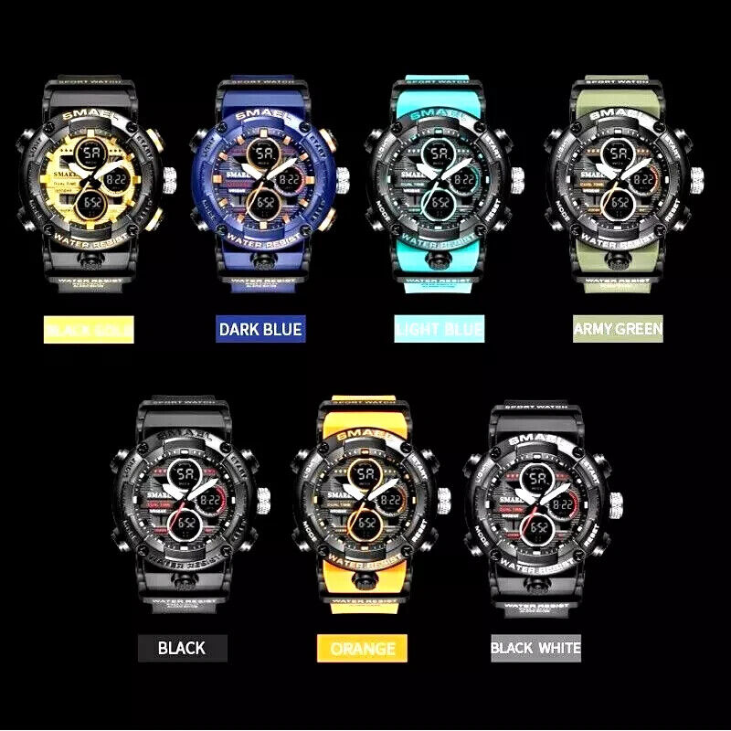 SMAEL Mens Military Watch Waterproof Quartz Analog Digital Sports Wrist Watches