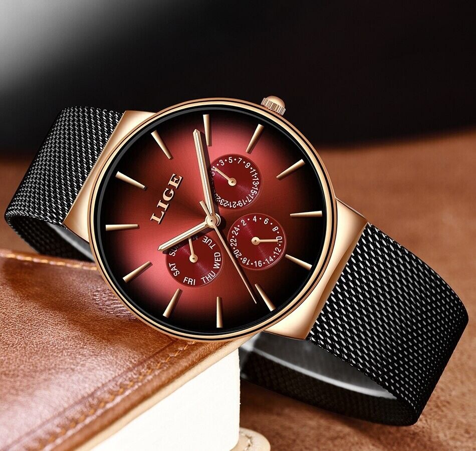 Men's Luxury Ultra Thin Fashion Watch Luminous Waterproof Day Date 24 Hours