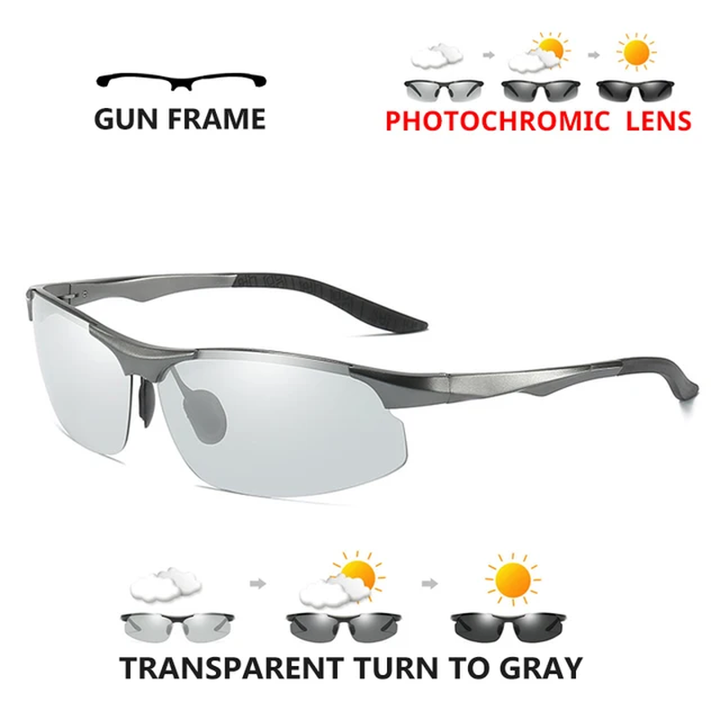 Aluminum HD Polarized Photochromic Sunglasses Men Driving Sun Glasses Male