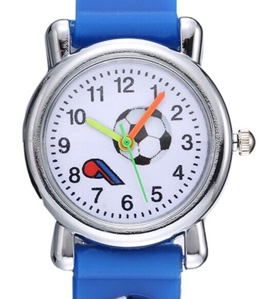 Kids Football Design Watch 3D Soccer Girls Boys Sports Wristwatch Gift Set Ideas