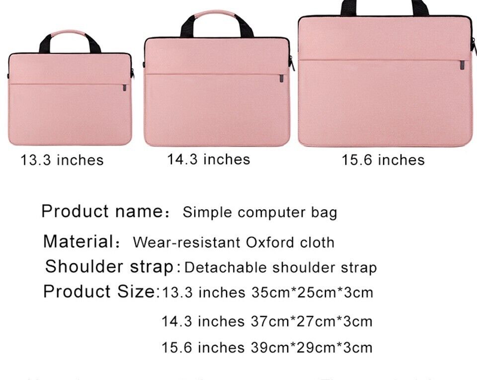 17" Laptop Bag Waterproof Business  Briefcase Notebook Shoulder Bag Case Pink