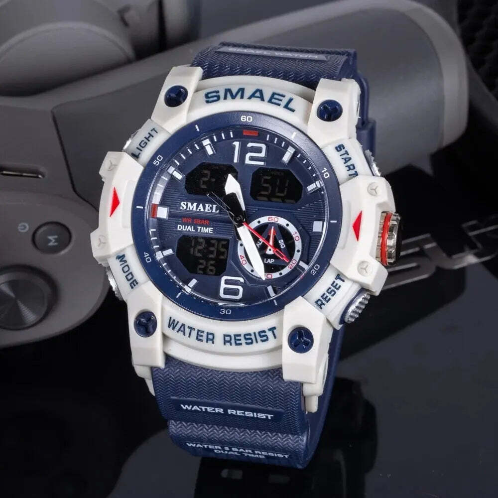 Mens Digital Sports Watch Waterproof Quartz Analog Military Wrist Watches SMAEL