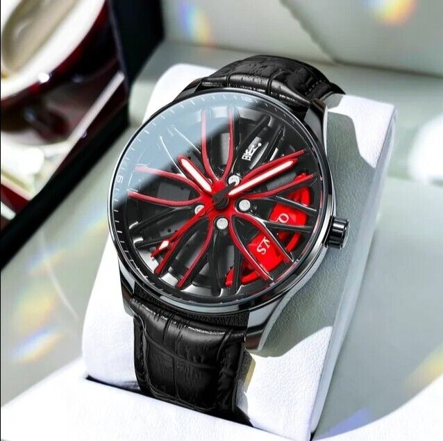 Mens Luxury Watch Waterproof Luminous Fashion Wristwatch Car Wheel Hub Design