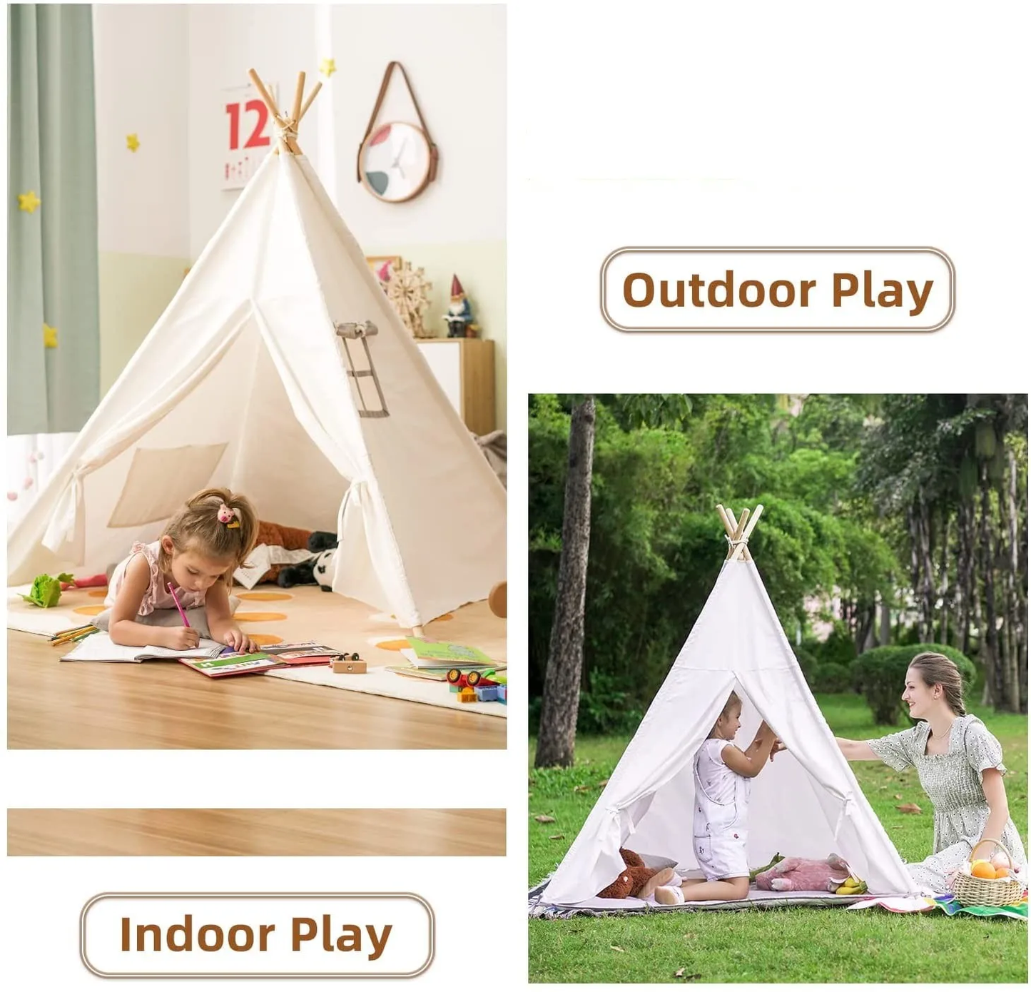 1.6M Kids Camping Tent Indoor Play House Wigwam for Children Portable