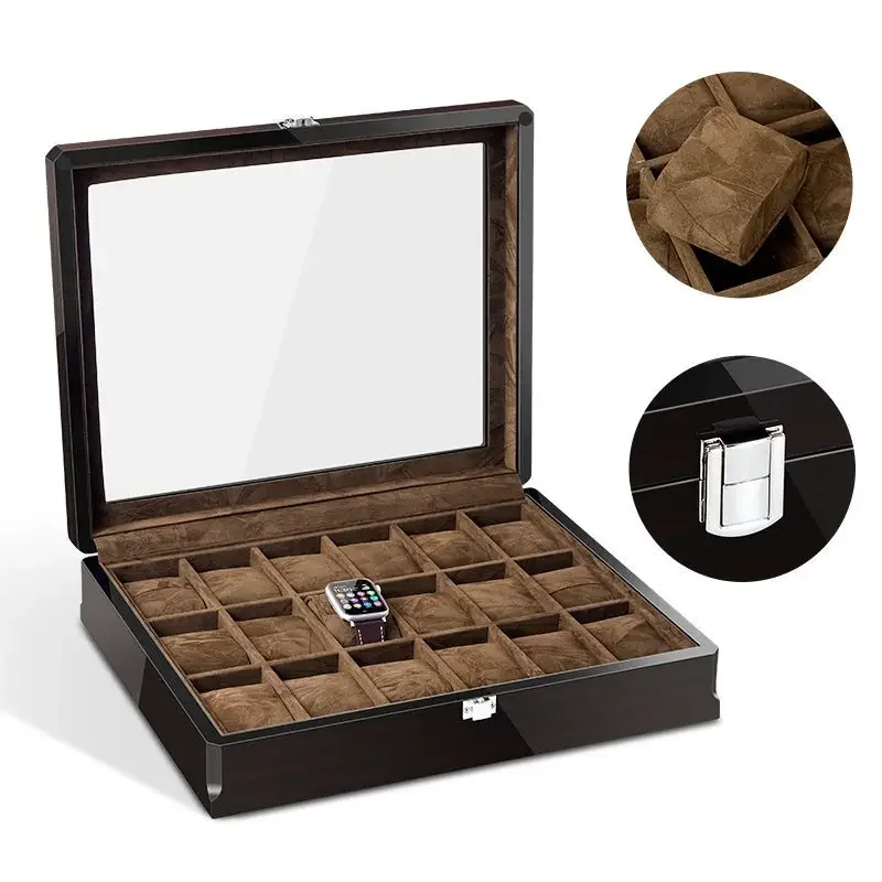 Ebony Grain Watch Box Jewelry Display Box Designer Brand Storage Case Varnished