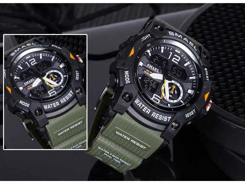 Mens Digital Sports Watch Waterproof Quartz Analog Military Wrist Watches SMAEL