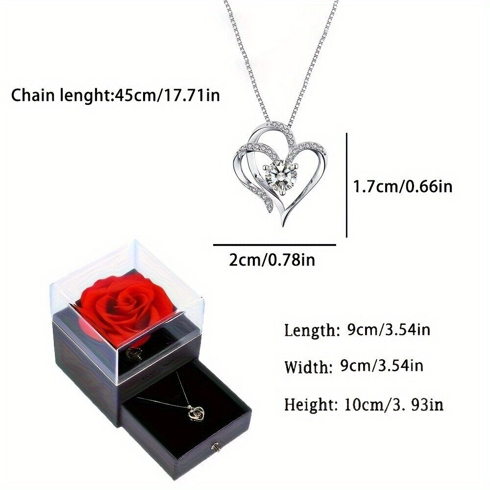 Jewellery Gift Box Set Ladies Womens Girls Double Heart Diamond Fashion Necklace