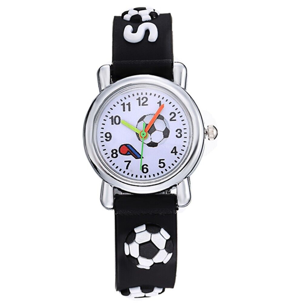 Kids Football Design Watch 3D Soccer Girls Boys Sports Wristwatch Gift Set Ideas