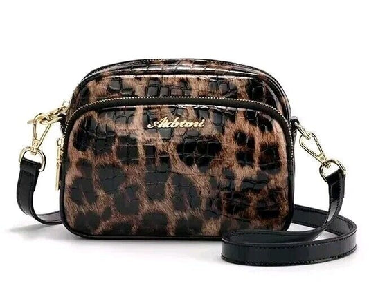 Womens Leopard Print Handbag Leather Shoulder Crossbody Luxury Fashion Bag