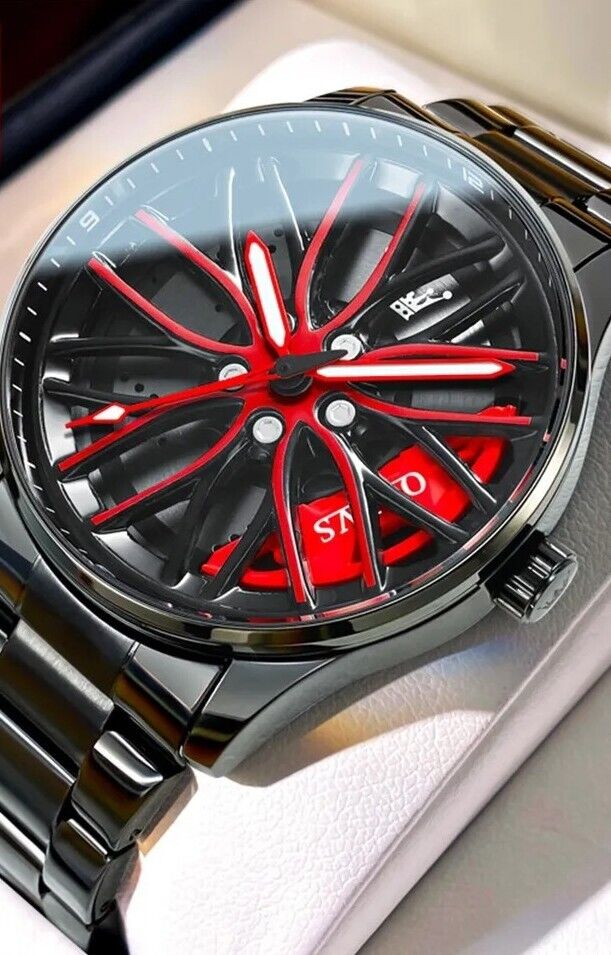 Mens Luxury Watch Waterproof Luminous Fashion Wristwatch Car Wheel Hub Design