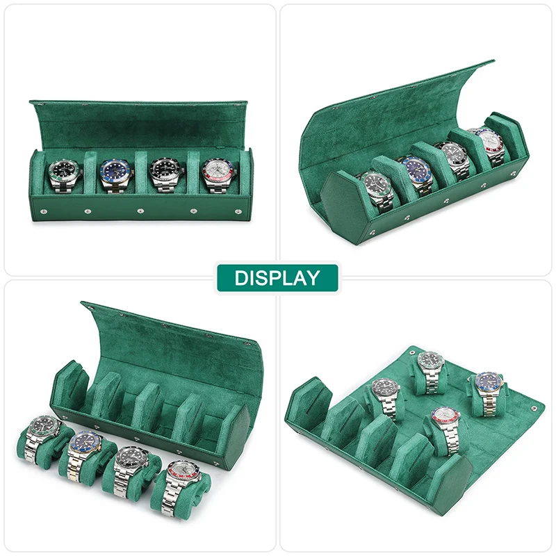 4 Watches Roll Case Travel Wrist Jewelry Storage Organizer Watch Holder Portable