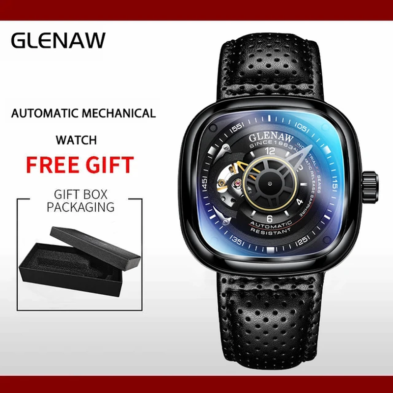 Luxury Men Wristwatch Automatic Mechanical Wristwatch Skeleton Design Waterproof