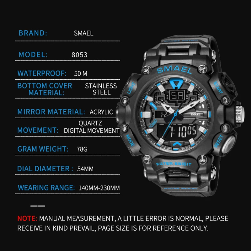 Mens Sports Watch Stopwatch Week Display Alar  Digital Quartz Analog Wristwatch