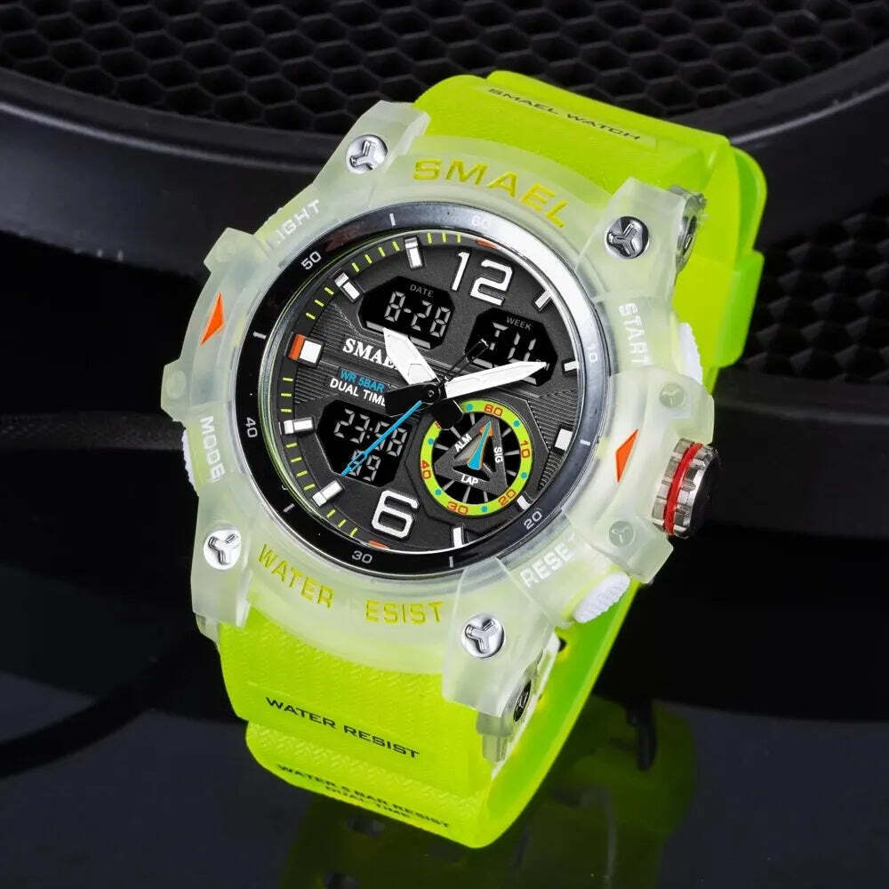 Mens Digital Sports Watch Waterproof Quartz Analog Military Wrist Watches SMAEL