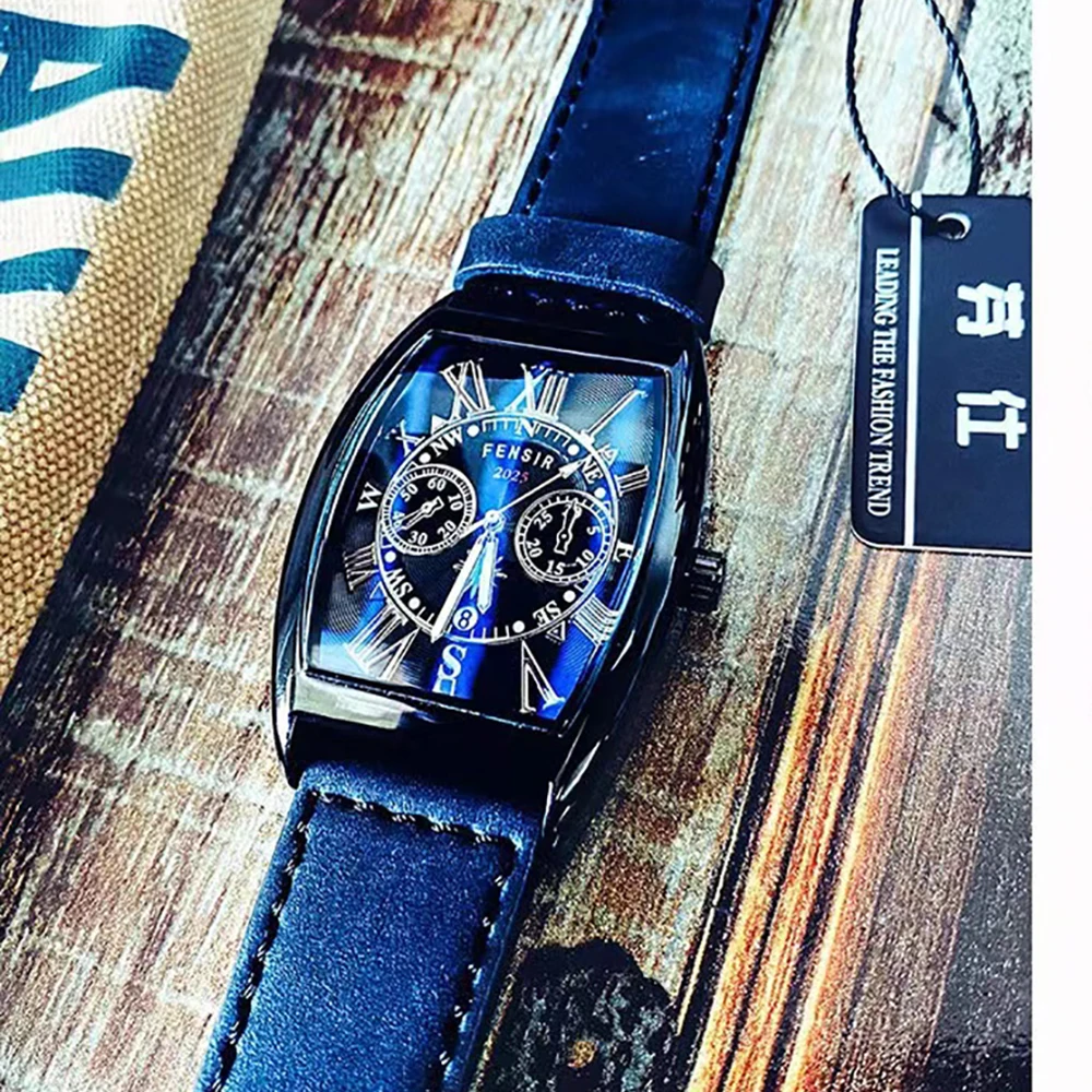 Mens Automatic Watch Mechanical Leather Band Date Sports Self-winding Wristwatch