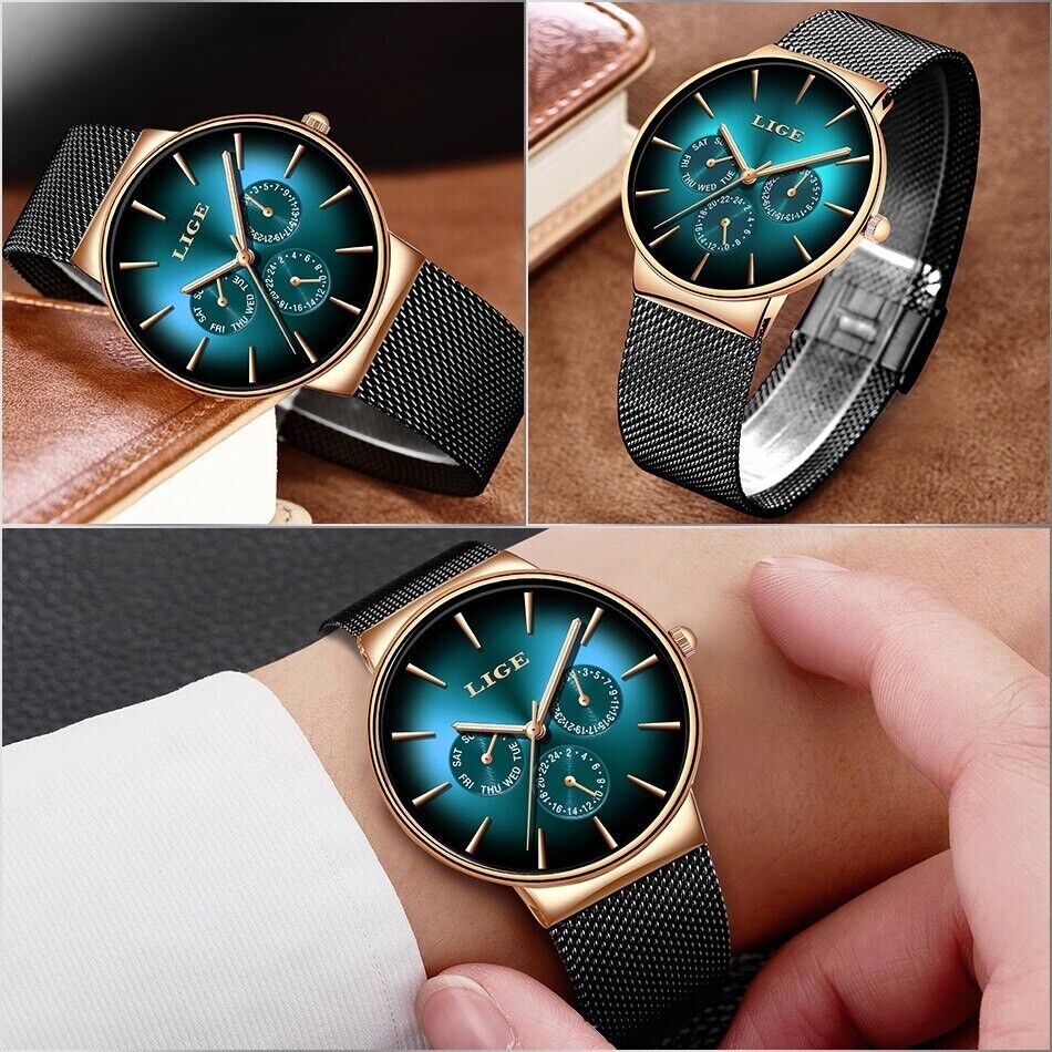 Men's Luxury Ultra Thin Fashion Watch Luminous Waterproof Day Date 24 Hours