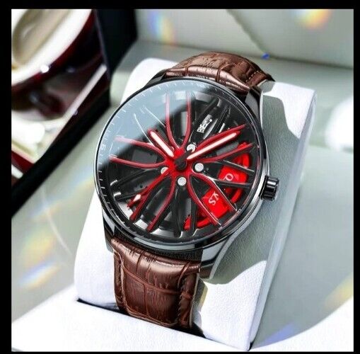 Mens Luxury Watch Waterproof Luminous Fashion Wristwatch Car Wheel Hub Design