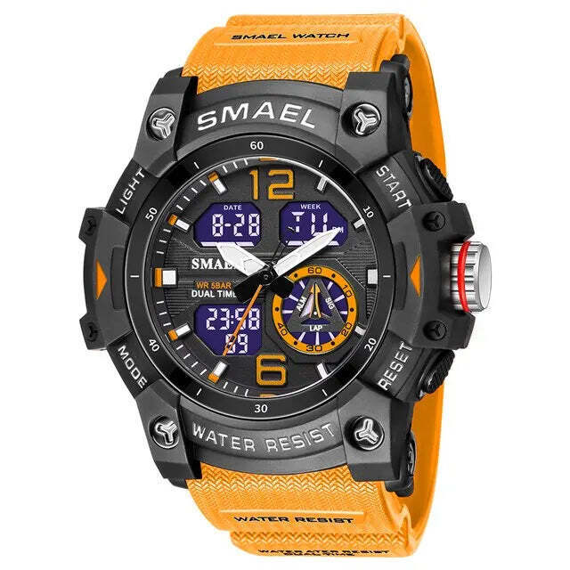 Mens Digital Sports Watch Waterproof Quartz Analog Military Wrist Watches SMAEL