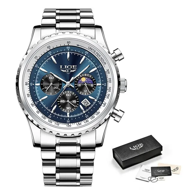 Luxury Men's Quartz Watch with Date Chronograph and Luminous Waterproof Features