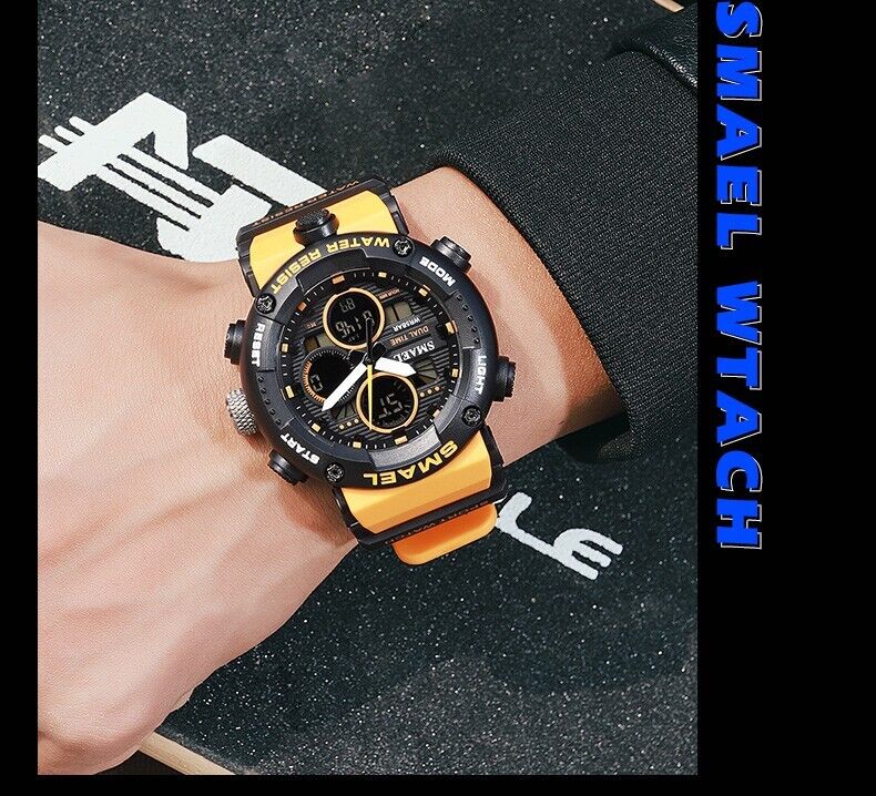 SMAEL Mens Military Watch Waterproof Quartz Analog Digital Sports Wrist Watches