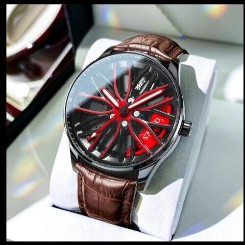 Mens Luxury Watch Waterproof Luminous Fashion Wristwatch Car Wheel Hub Design