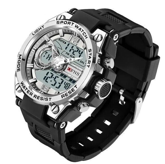 Mens Digital Watches Dual Analogue Waterproof Fashion Sports Wrist Watch LED