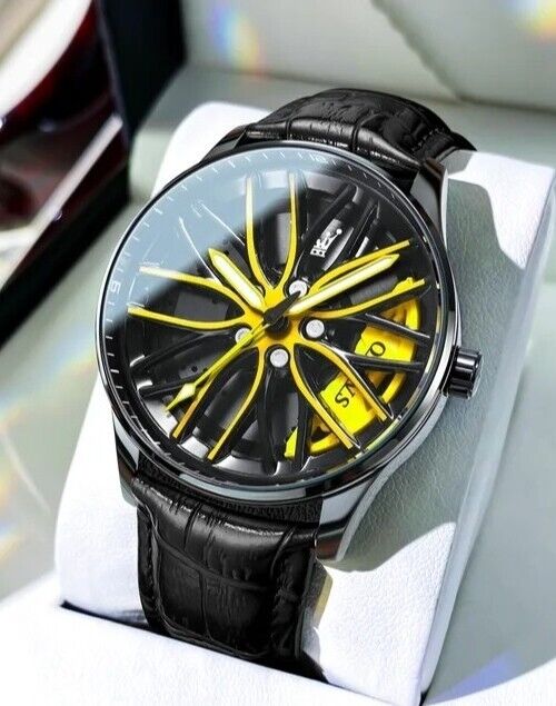 Mens Luxury Watch Waterproof Luminous Fashion Wristwatch Car Wheel Hub Design