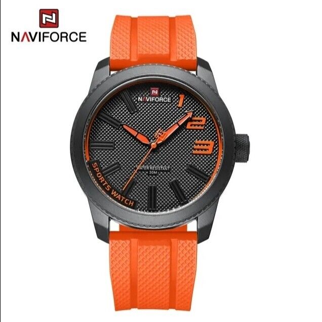 Men's Luxury Sports Style Fashion Watch Waterproof Quartz Silicone Strap ORANGE