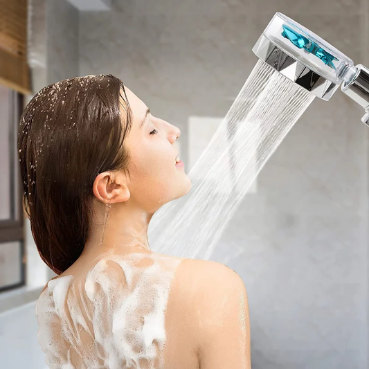 Adjustable High-Pressure Turbo Fan Shower Head 360 Degree Filter Water Saving