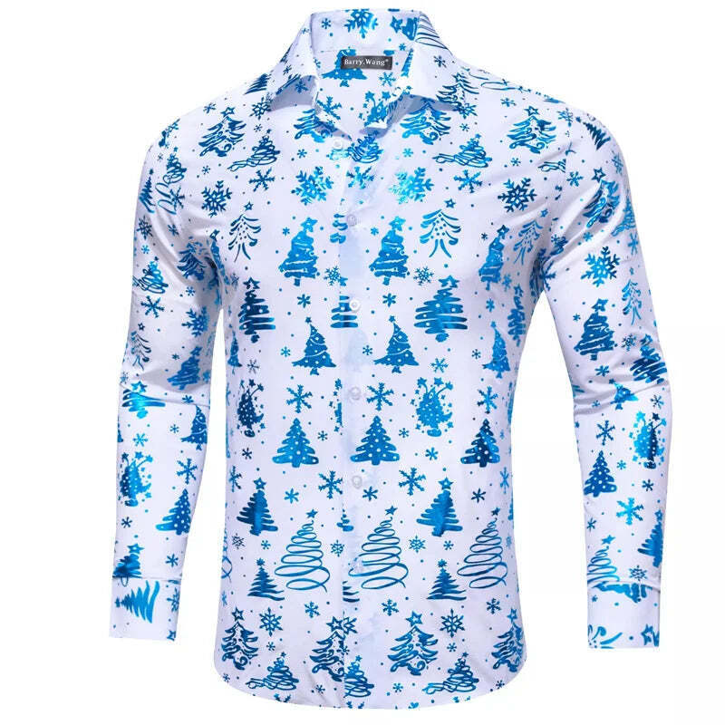 Men's Christmas Fashion Shirts 9 Designs Xmas Tree Snowflake Holly Mens Tops