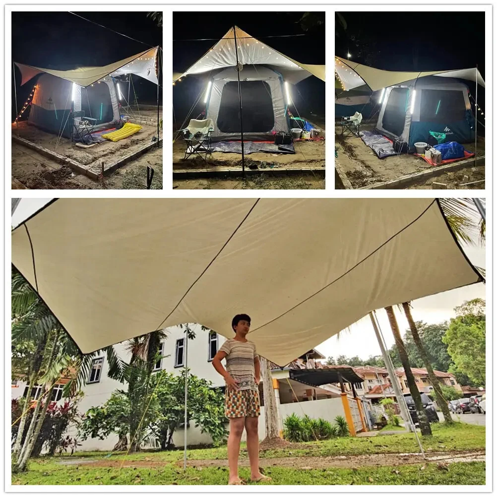 5.1X5.1M Large Camping Tarp Waterproof Octagon Butterfly Outdoor Sun Shelter Awn