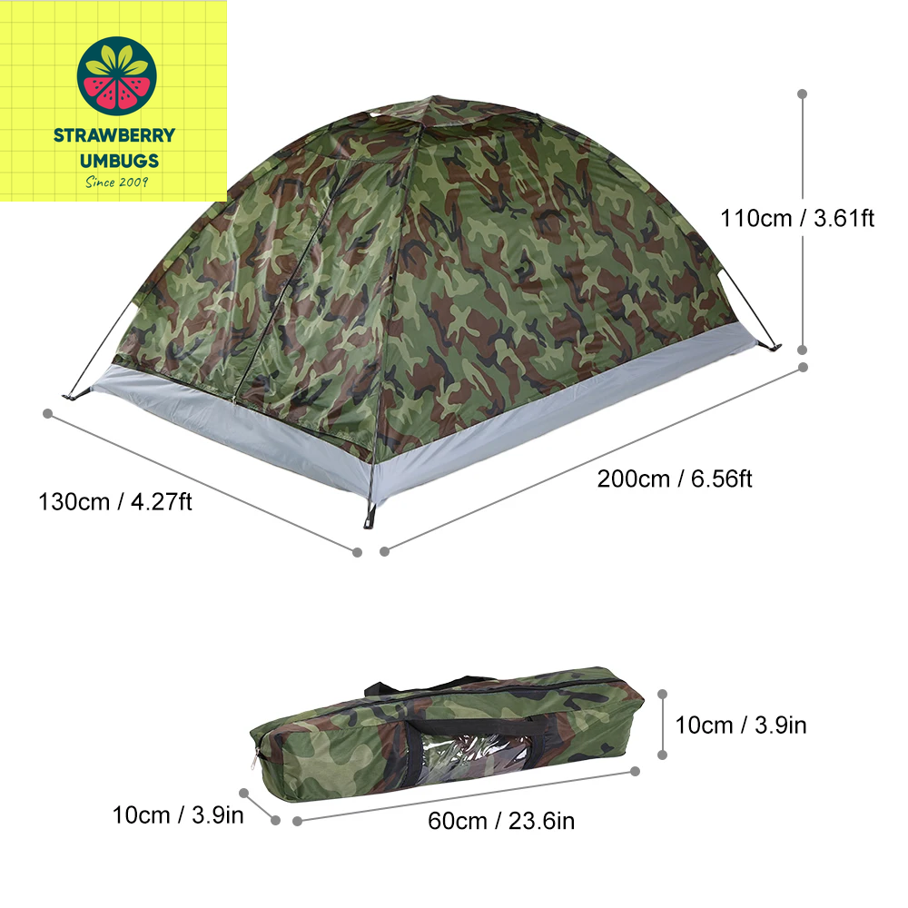 1-2 Person Single Layer Camping Tent Waterproof Windproof UV Sunshade Canopy 