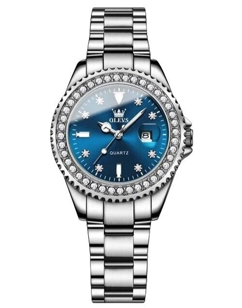 Womens Watch Diamond Dial Luminous Waterproof Luxury Ladies Wrist Watches Blue