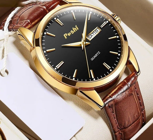 2023 Luxury Genuine Leather Mens Fashion Casual Business Wrist Watch Luminous