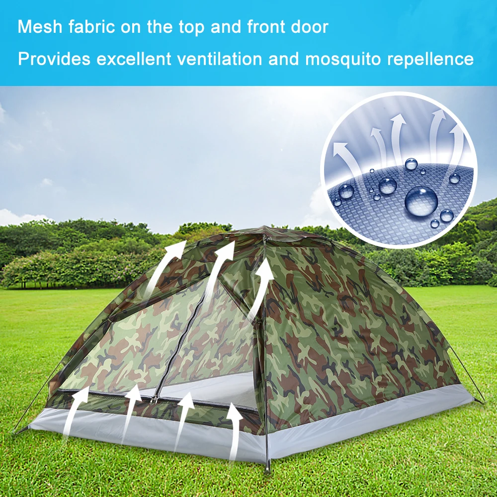 1-2 Person Single Layer Camping Tent Waterproof Windproof UV Sunshade Canopy 