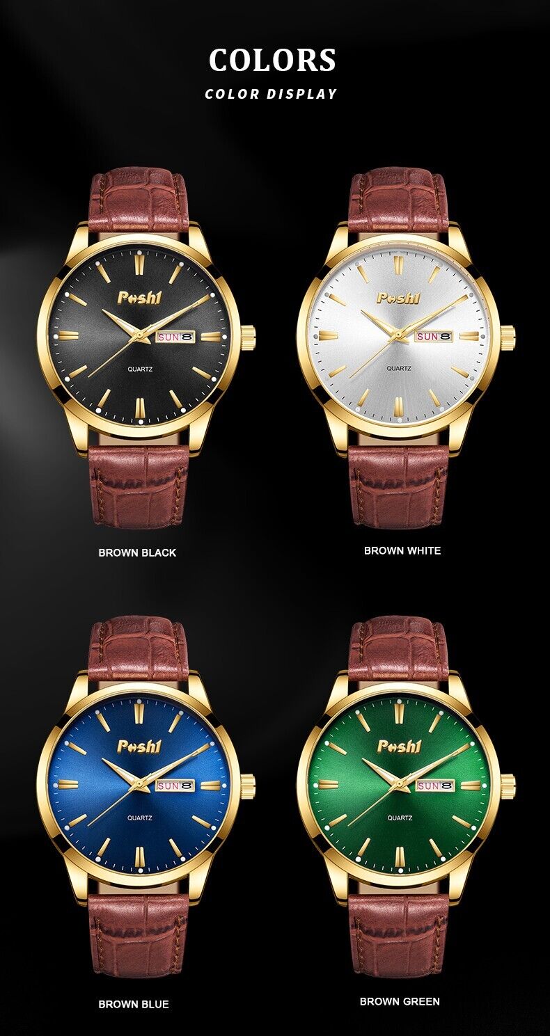 2023 Luxury Genuine Leather Mens Fashion Casual Business Wrist Watch Luminous