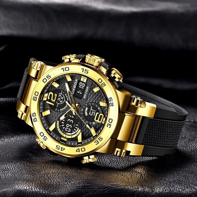 Men's Watch Digital & Analogue Waterproof Quartz Wrist Fashion Heavy Duty LED