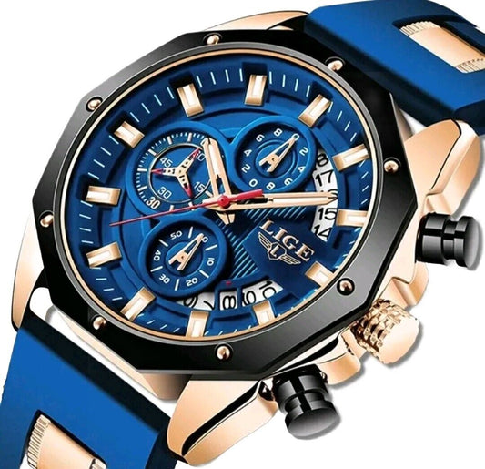 Mens Luxury Watch Chronograph Waterproof Luminous Fashion Sports Wristwatch