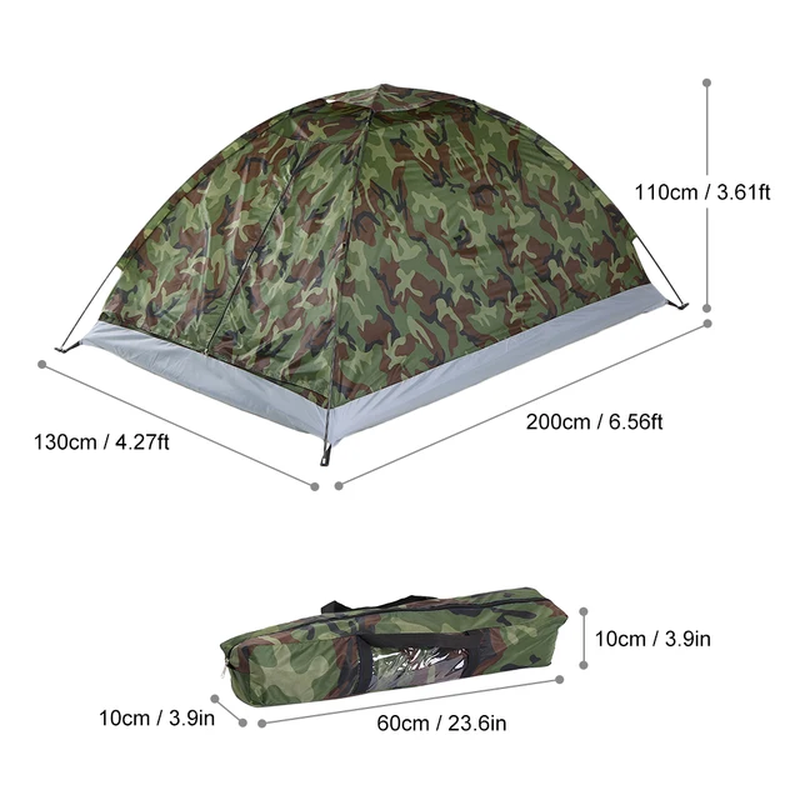 1-2 Person Single Layer Camping Tent Waterproof Windproof UV Sunshade Canopy 