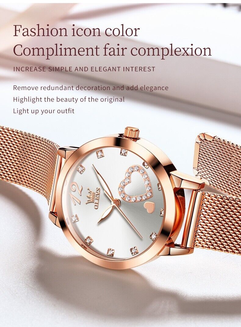 Womens Watch Diamond Heart Luminous Waterproof Luxury Ladies Wrist Watches Gift