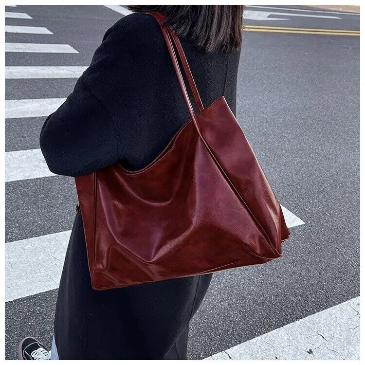 Womens Handbag Fashion Hobo Work Bag Ladies Faux Leather Medium Tote Red