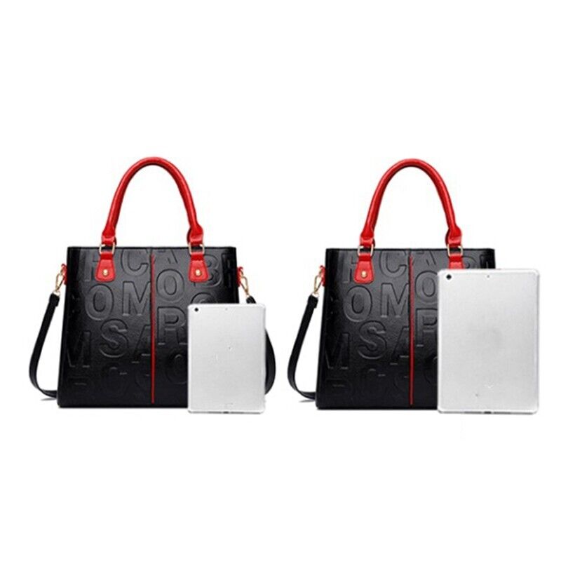 Womens Handbag Work Bag Ladies Cross Body Soft PU Leather Casual Tote Black Red