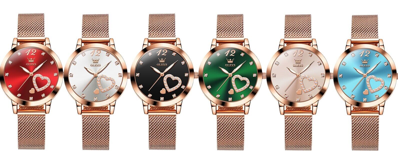 Womens Watch Diamond Heart Luminous Waterproof Luxury Ladies Wrist Watches Gift